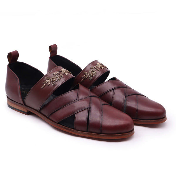 Classic Cross Sandals ( Genuine Leather ) | LTR EMB 0009