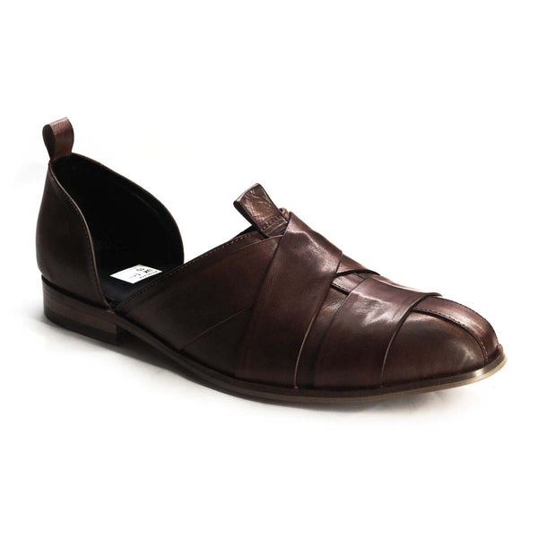 Classic Cross Strapped Sandals in  Genuine Leather  (brown) | LTR 0106