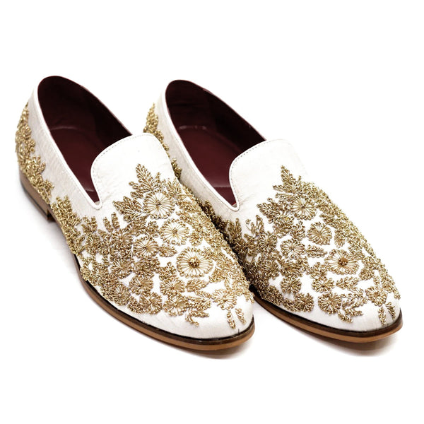 Embroidered Groom Wedding Shoes Cream | VLT EMB 0047